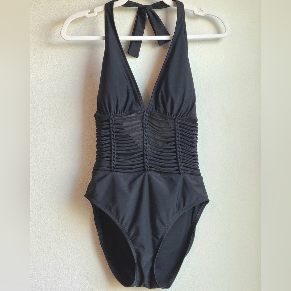 La Blanca By Rod Beattie - Lady's Black One Piece Bathing Suit, Sz 10